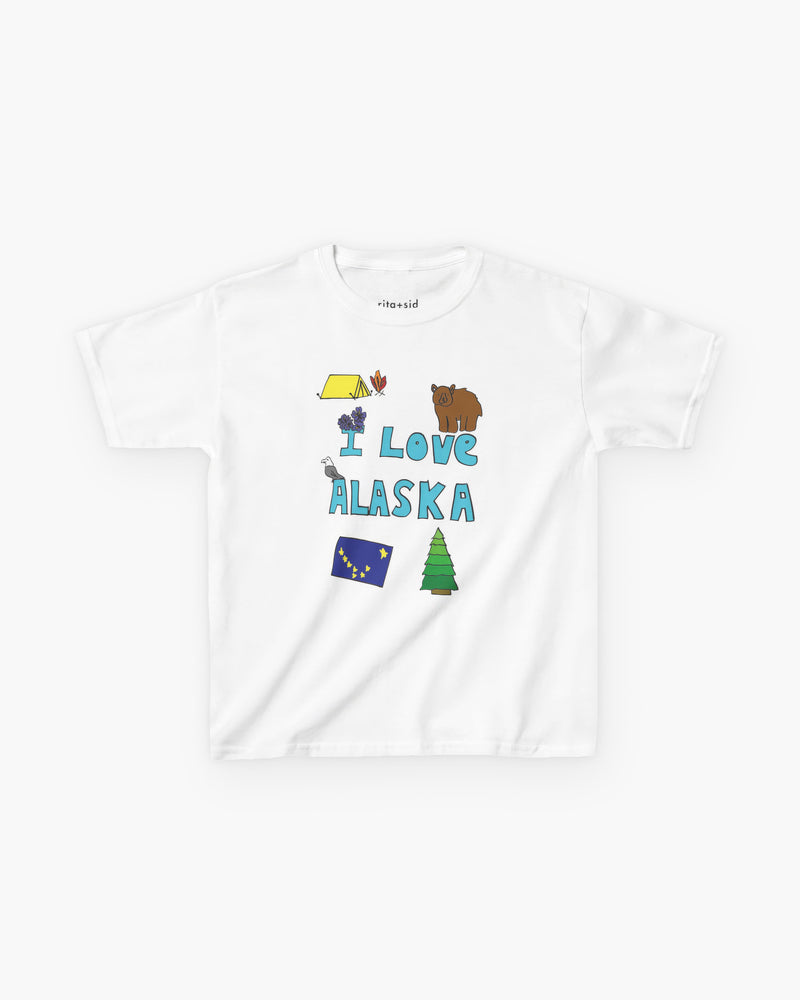 I Love Alaska in White