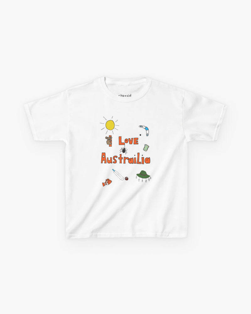I Love Australia in White