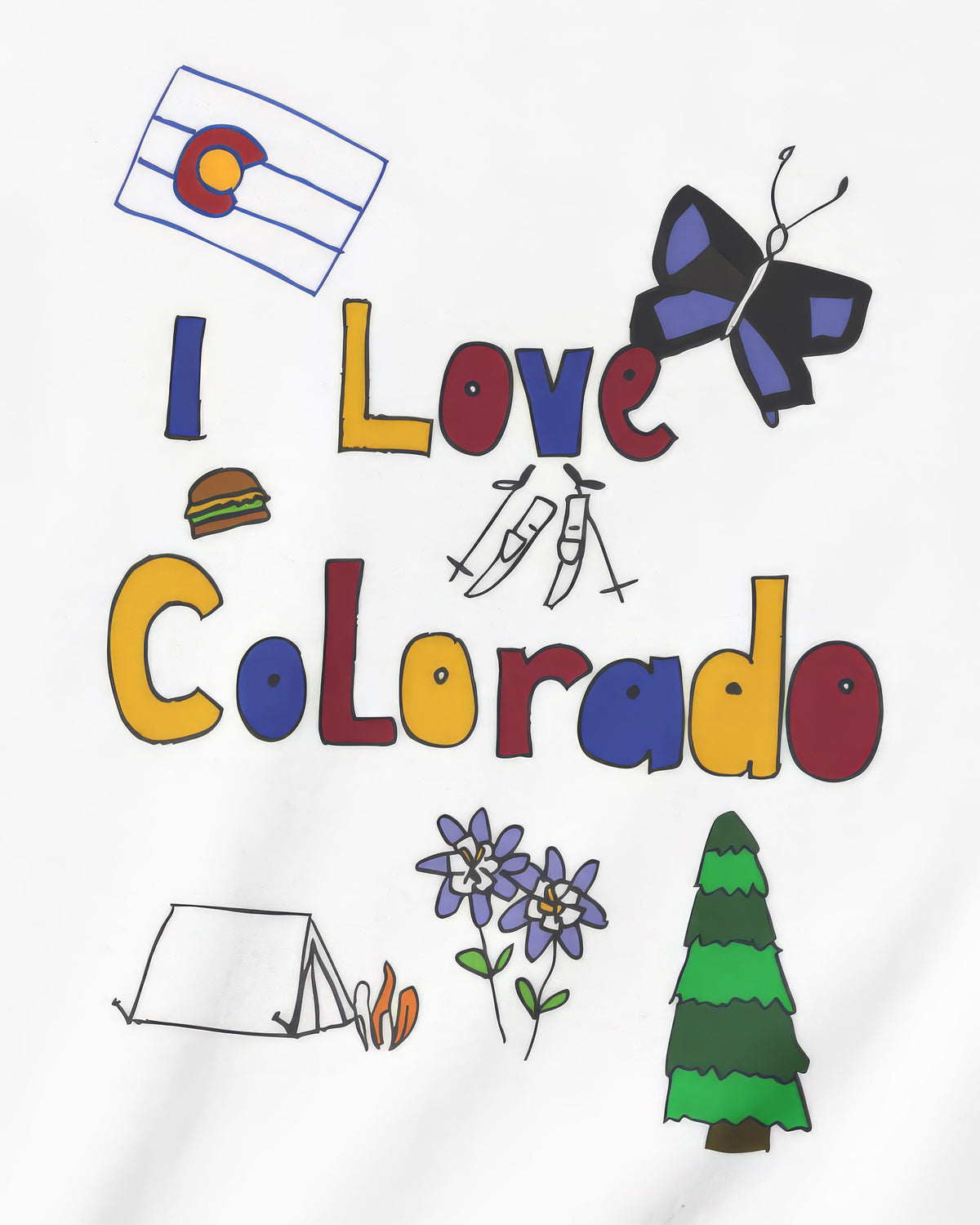 I Love Colorado in White