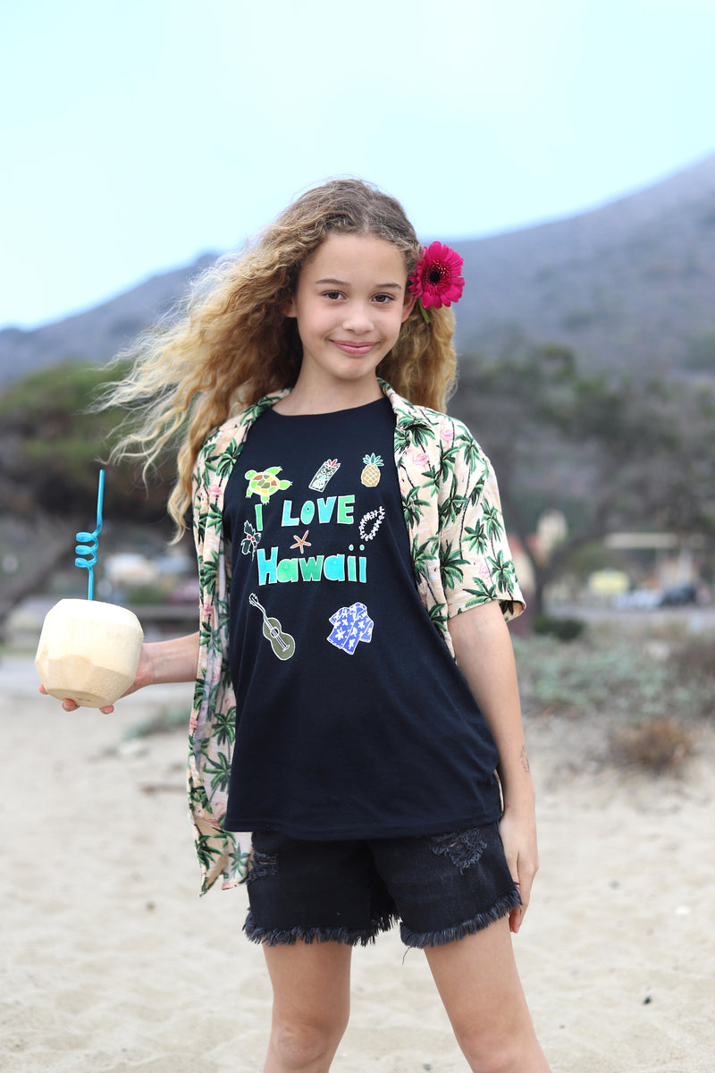 I Love Hawaii in Black