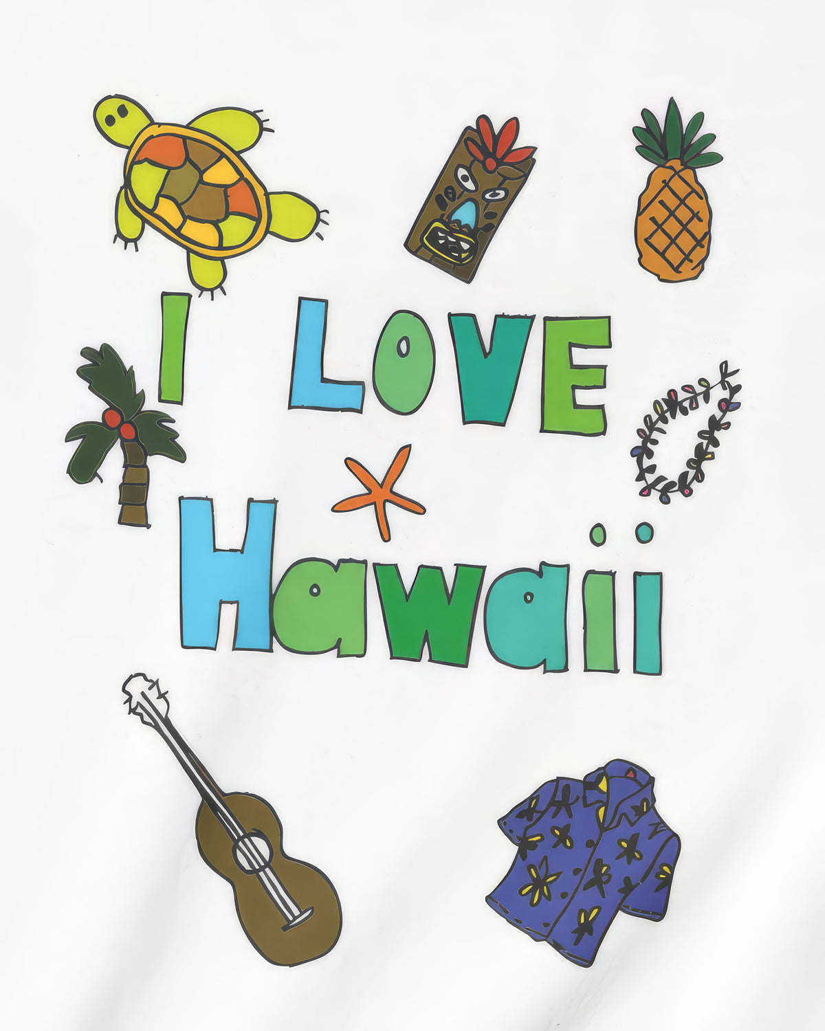 I Love Hawaii in White