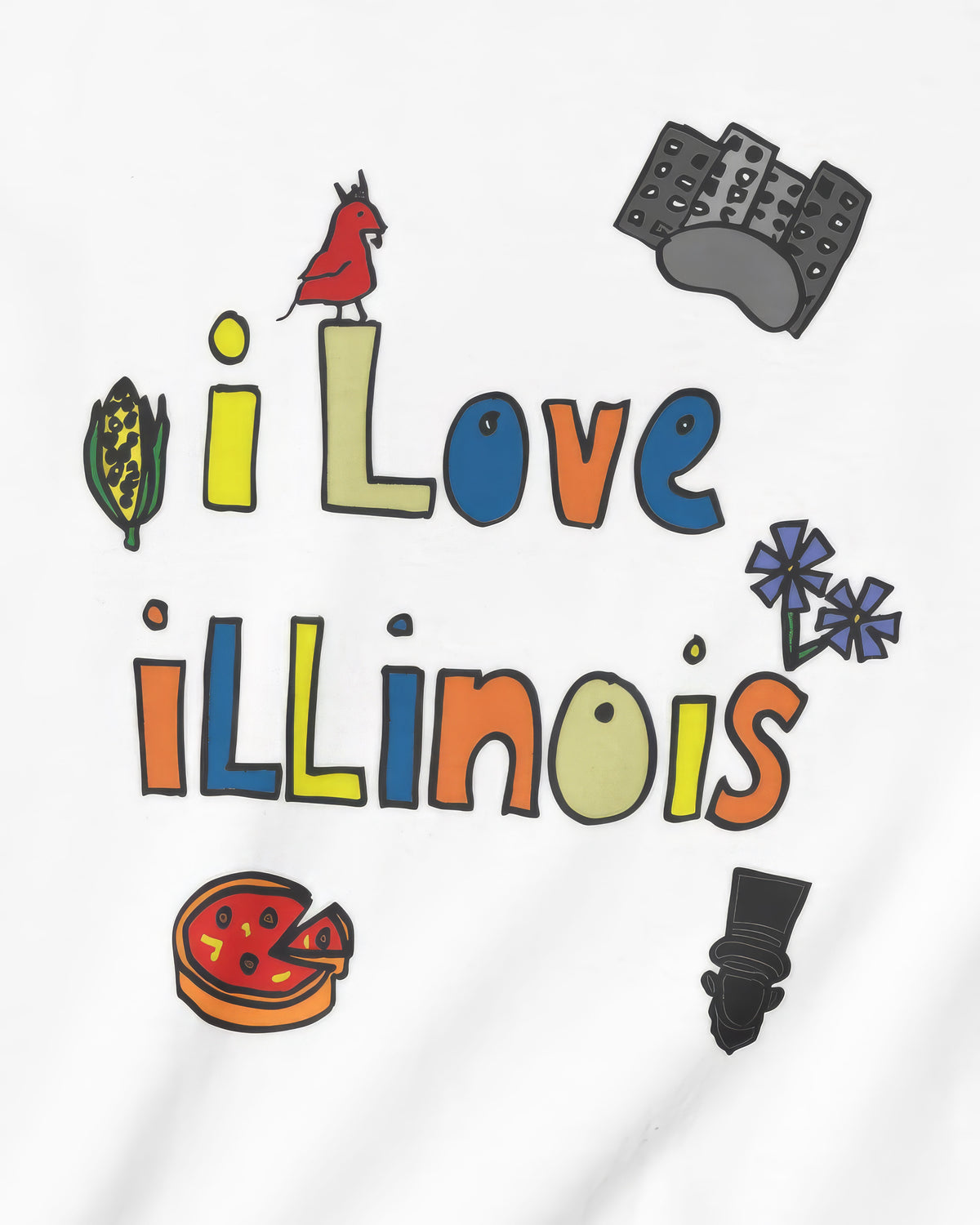 I Love Illinois in White
