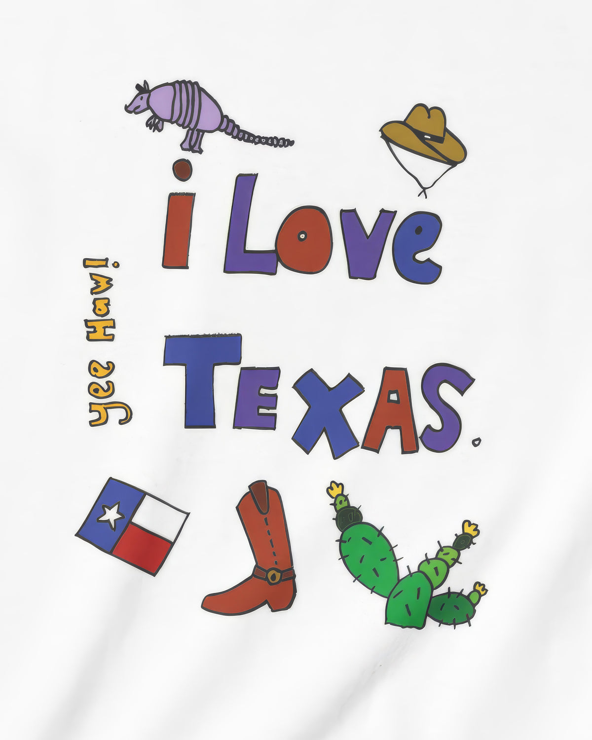 I Love Texas in White